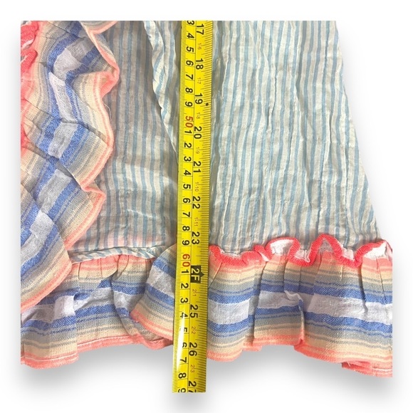 Lemlem Resort Cover Up Midi Skirt Sz XS Cabana Stripe/Rainbow Trim Ruffle - Picture 3 of 5